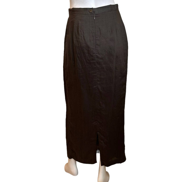 Armand Ventilo Skirt Brown Blue Floral Embroidered Maxi Modest Skirt sz 40=S - Picture 3 of 10